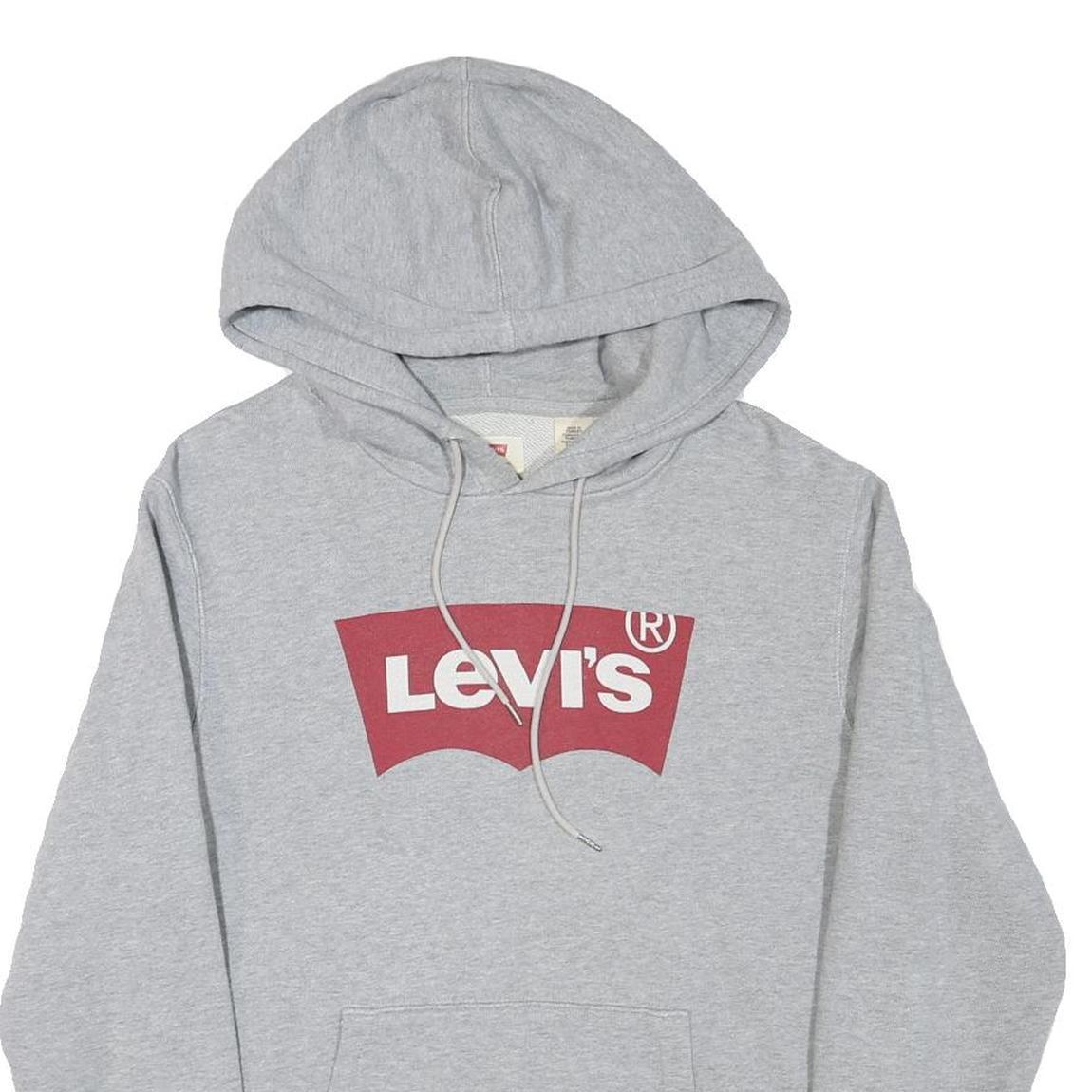 LEVI'S Mens Grey Hoodie S Cotton Blend Pullover Casual Sweatshirt