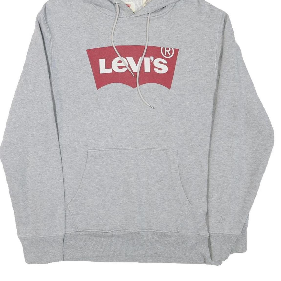 LEVI'S Mens Grey Hoodie S Cotton Blend Pullover Casual Sweatshirt