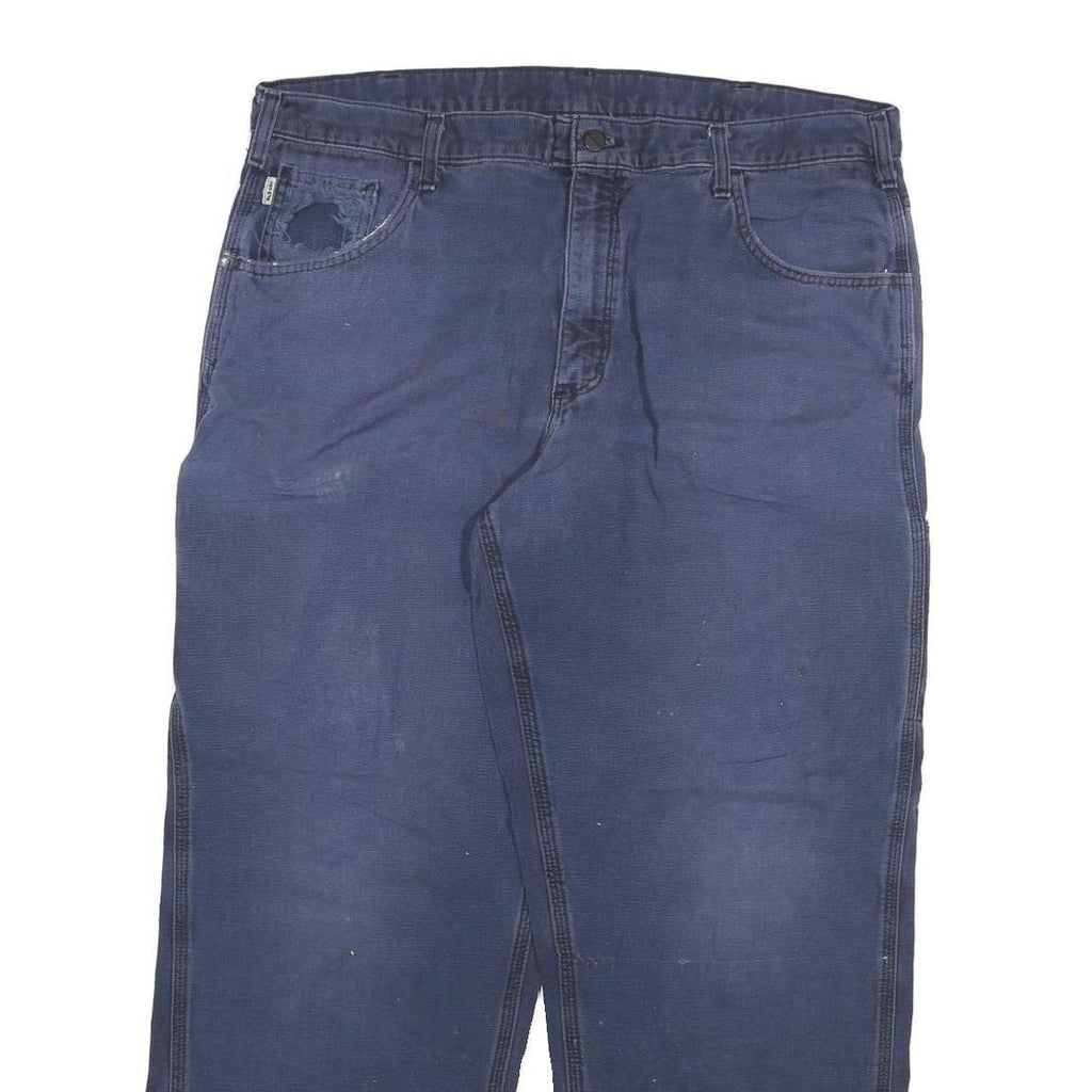 CARHARTT Mens Cotton Blend Navy Blue Regular Fit Straight Leg Trousers W40 L30