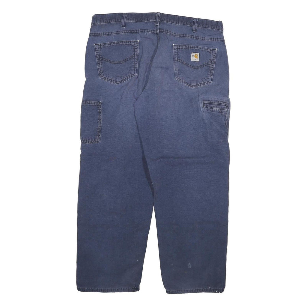 CARHARTT Mens Cotton Blend Navy Blue Regular Fit Straight Leg Trousers W40 L30