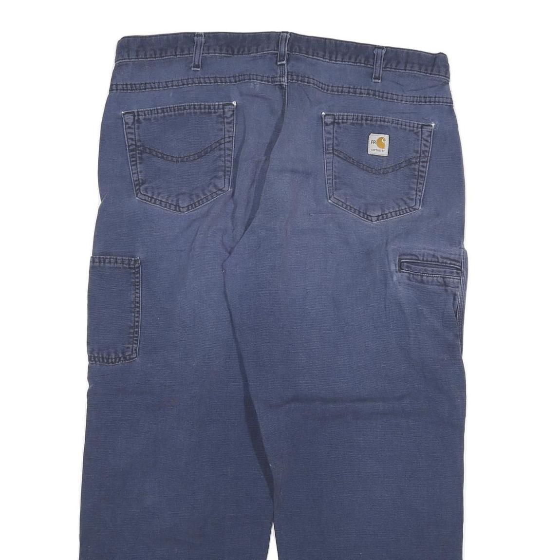 CARHARTT Mens Cotton Blend Navy Blue Regular Fit Straight Leg Trousers W40 L30