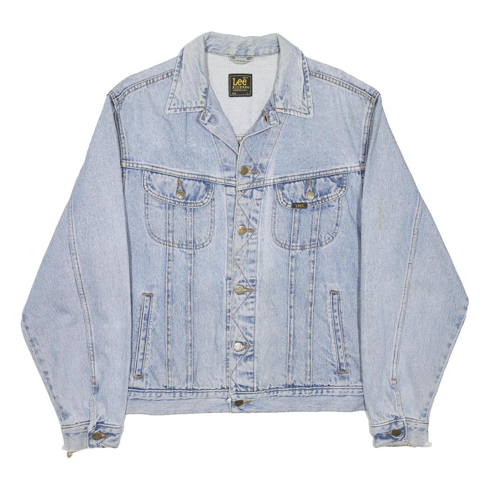 LEE Mens Blue Denim Jacket L Cotton Classic Button Closure Casual Retro