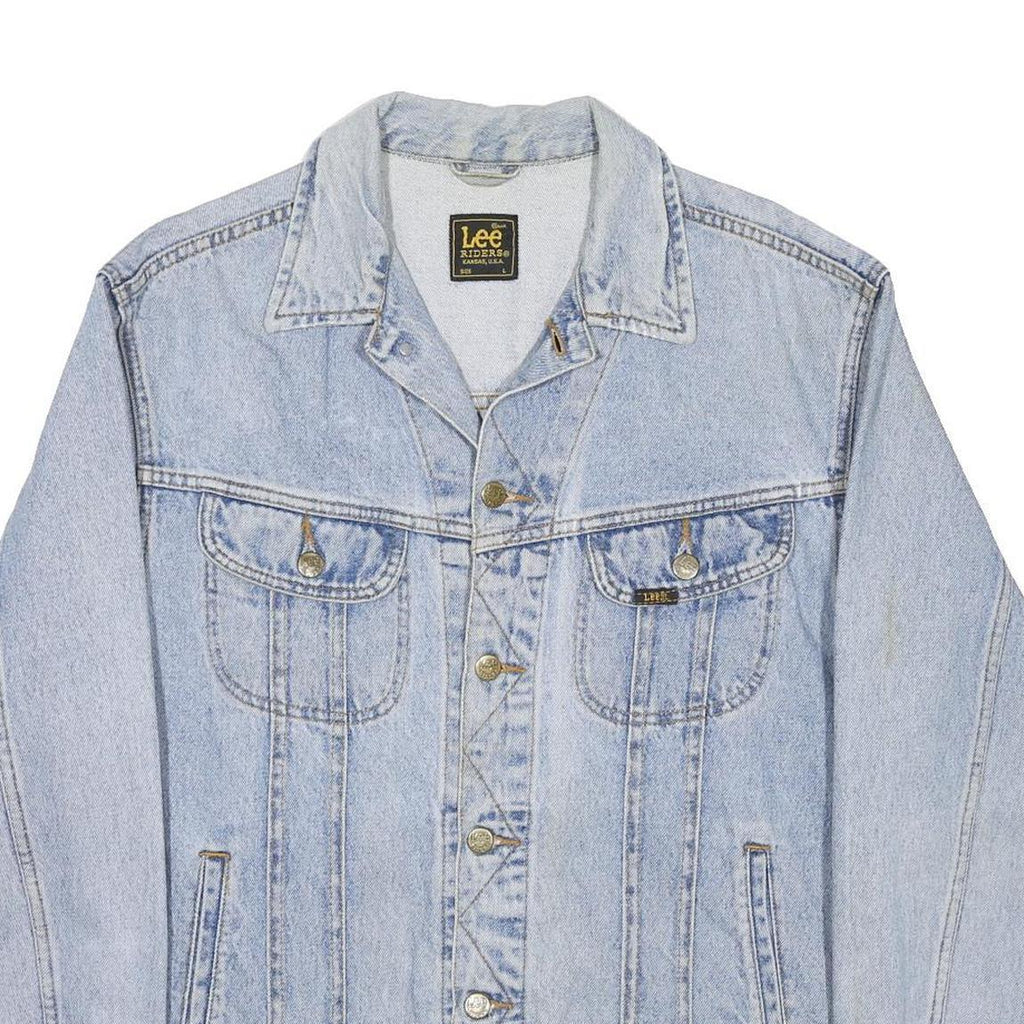 LEE Mens Blue Denim Jacket L Cotton Classic Button Closure Casual Retro