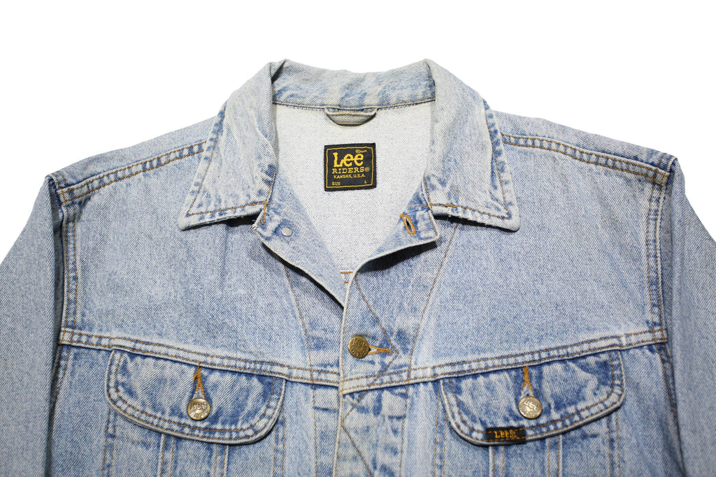 LEE Mens Blue Denim Jacket L Cotton Classic Button Closure Casual Retro