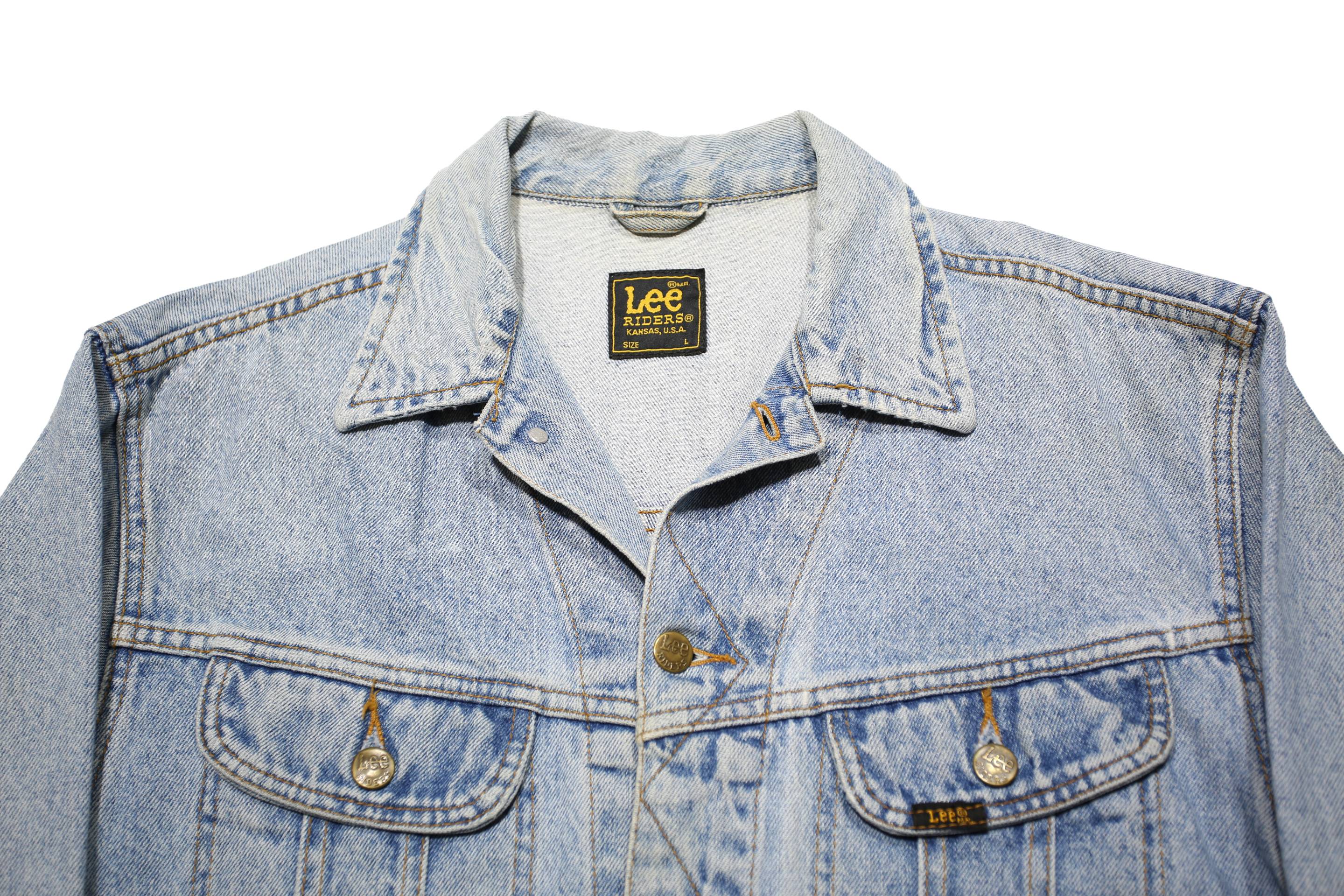 LEE Mens Blue Denim Jacket L Cotton Classic Button Closure Casual Retro
