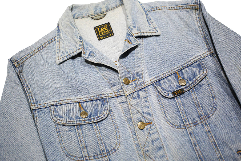 LEE Mens Blue Denim Jacket L Cotton Classic Button Closure Casual Retro