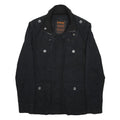 SCHOTT Mens Black Cotton Military Style Jacket S Zip Pocketed Casual