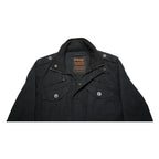 SCHOTT Mens Black Cotton Military Style Jacket S Zip Pocketed Casual