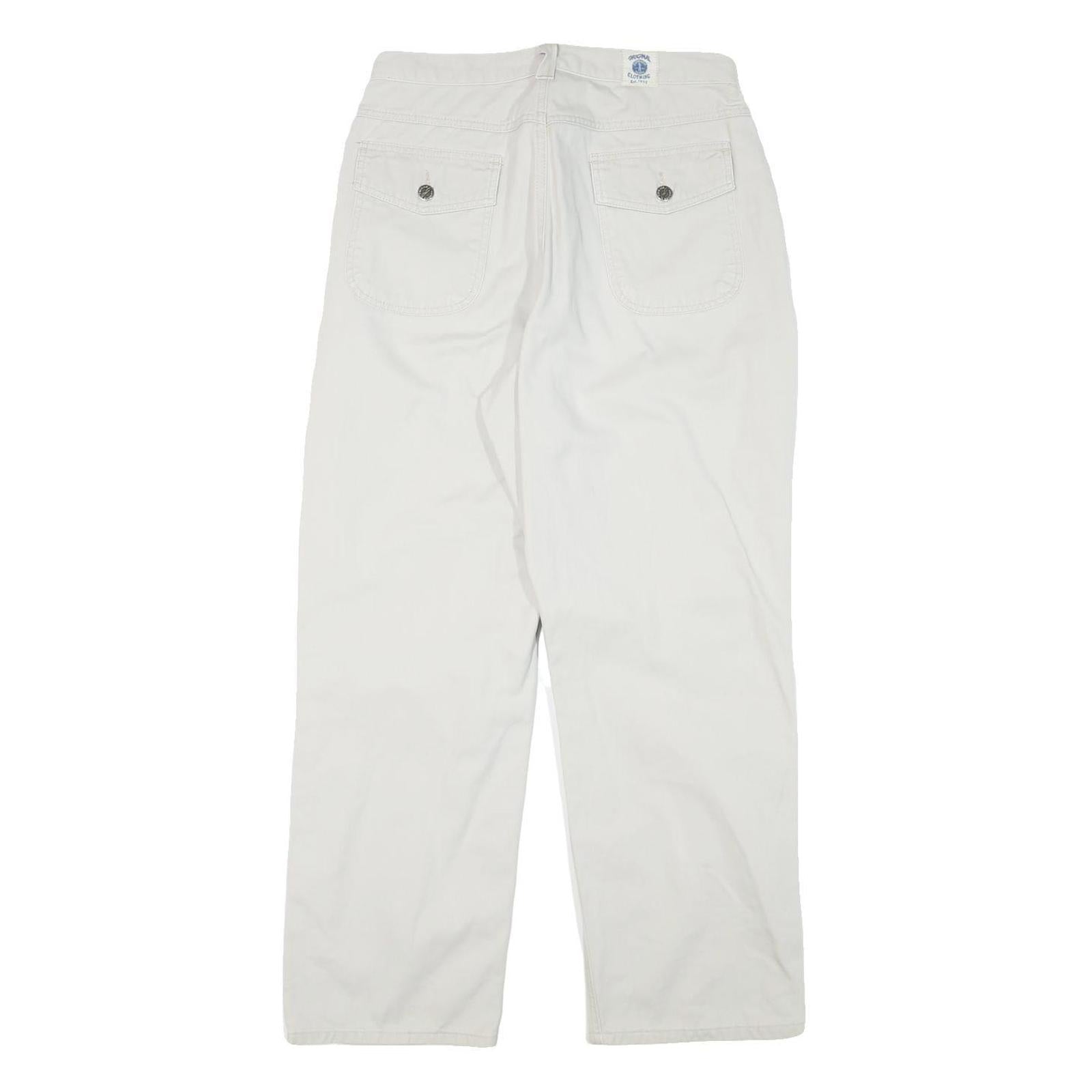 RIDERS Mens Cotton Blend White Regular Straight Trousers W28 L28 Casual Wear