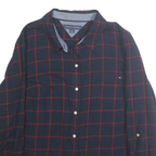 TOMMY HILFIGER Womens Blue & Red Checked Cotton Shirt L Long Sleeve Casual