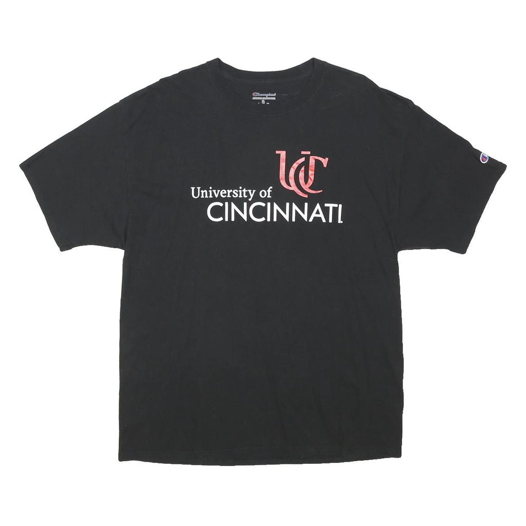 CHAMPION Mens Black University Of Cincinnati Graphic T-Shirt XL Short Sleeve