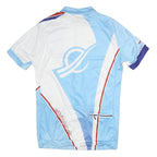 CUORE Mens Blue White Polyester Cycling Jersey L Short Sleeve Zip Neck