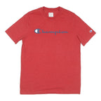 CHAMPION Mens Red Graphic T-Shirt S Short Sleeve Crew Neck Classic Cotton Blend