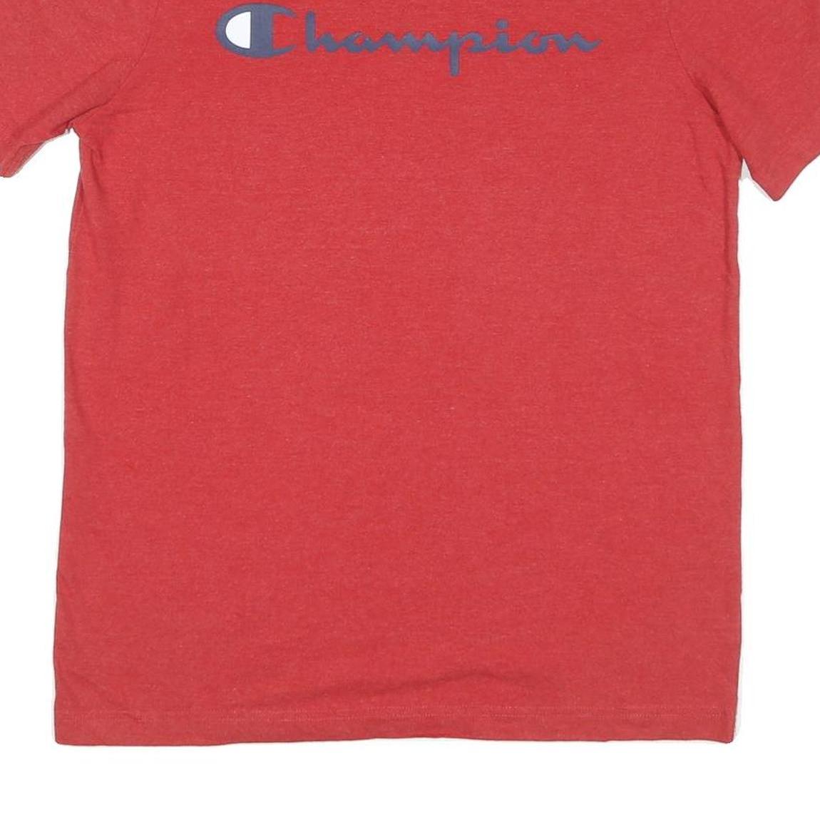 CHAMPION Mens Red Graphic T-Shirt S Short Sleeve Crew Neck Classic Cotton Blend