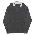 NAUTICA Mens Grey Cotton Patterned Jumper Shawl Collar Button Up Chunky Knit XL