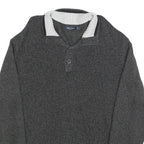 NAUTICA Mens Grey Cotton Patterned Jumper Shawl Collar Button Up Chunky Knit XL