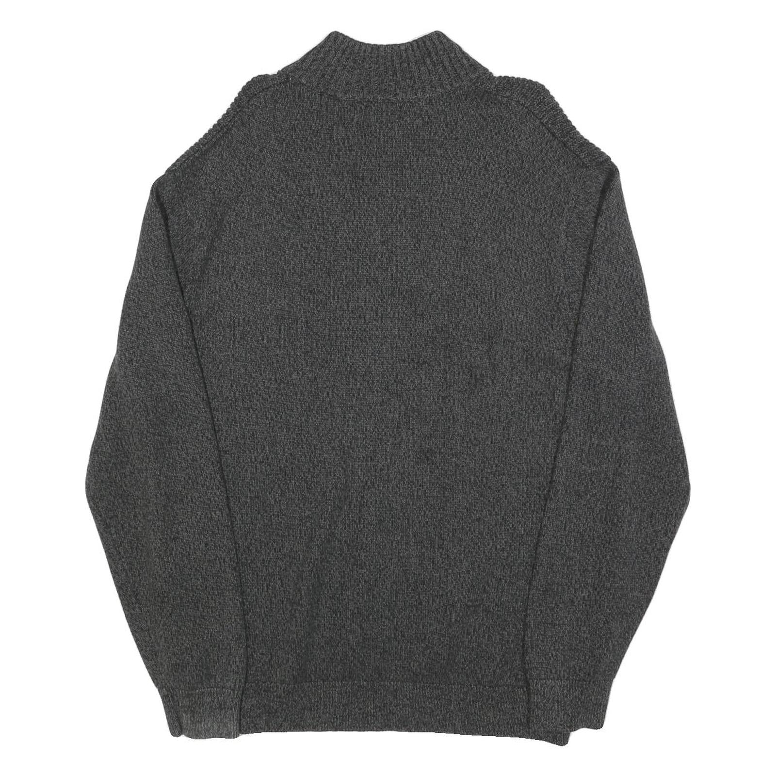 NAUTICA Mens Grey Cotton Patterned Jumper Shawl Collar Button Up Chunky Knit XL