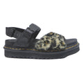 DR MARTENS Womens Black Leather Platform Sandals UK 5 Faux Fur Leopard Print