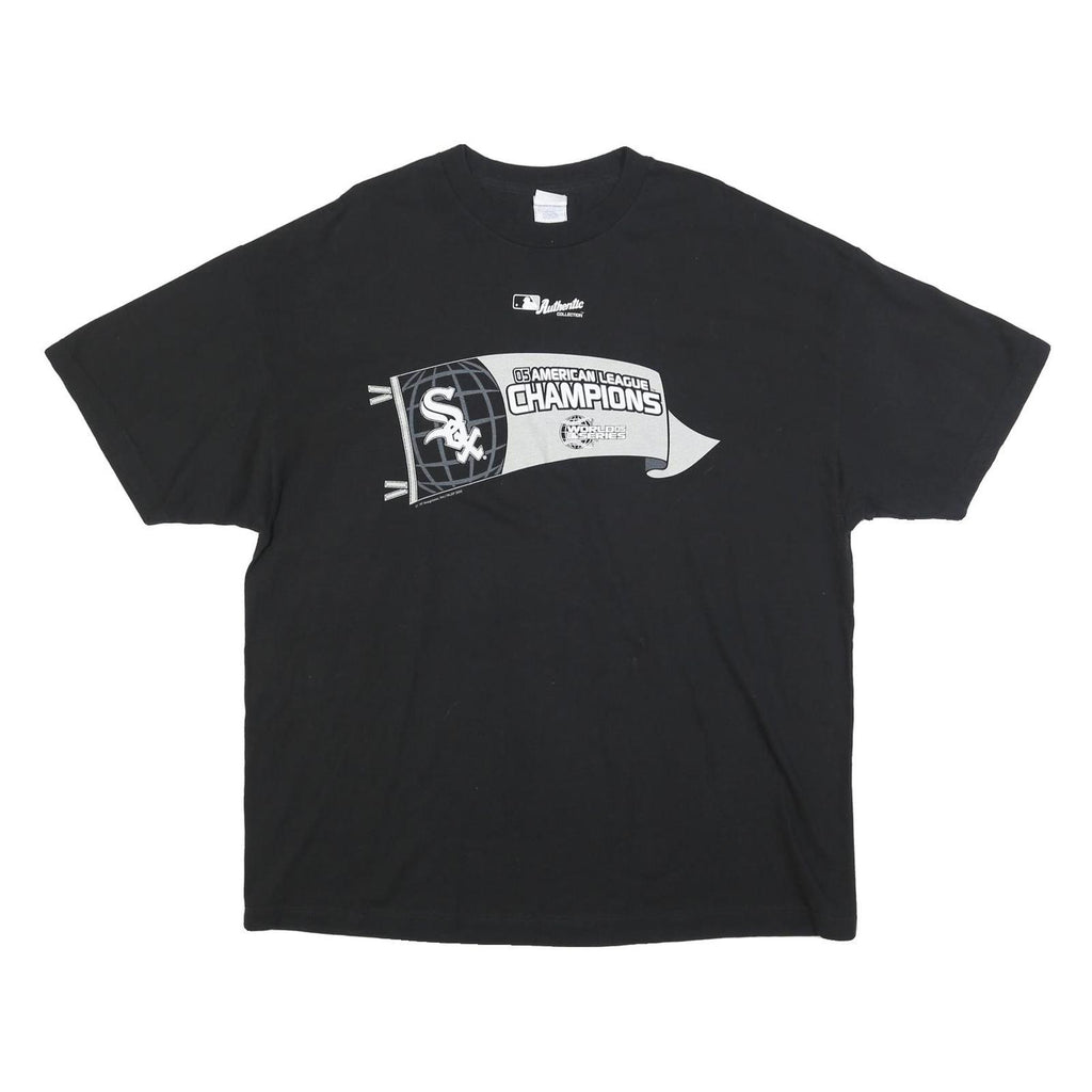 ALSTYLE Mens Black 05 American League Champions Graphic T-Shirt 2XL Crew Neck