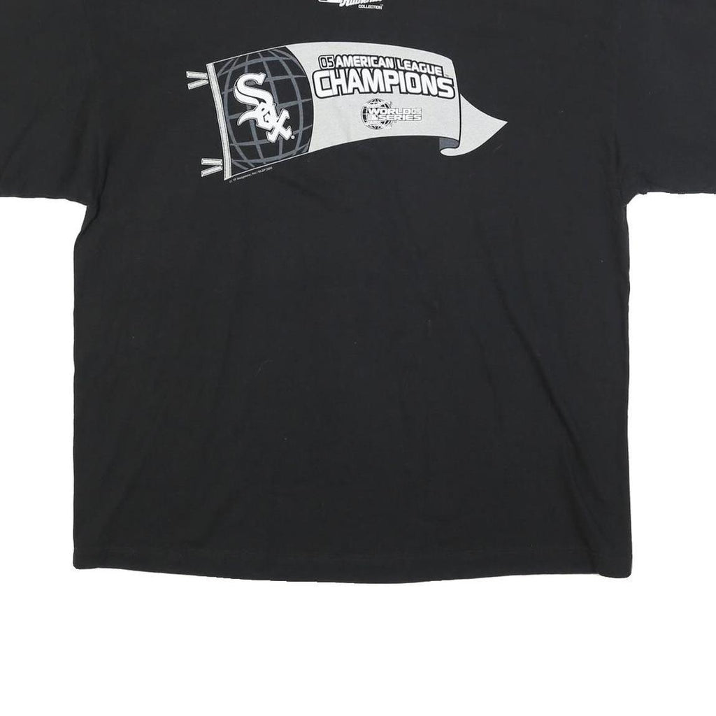 ALSTYLE Mens Black 05 American League Champions Graphic T-Shirt 2XL Crew Neck