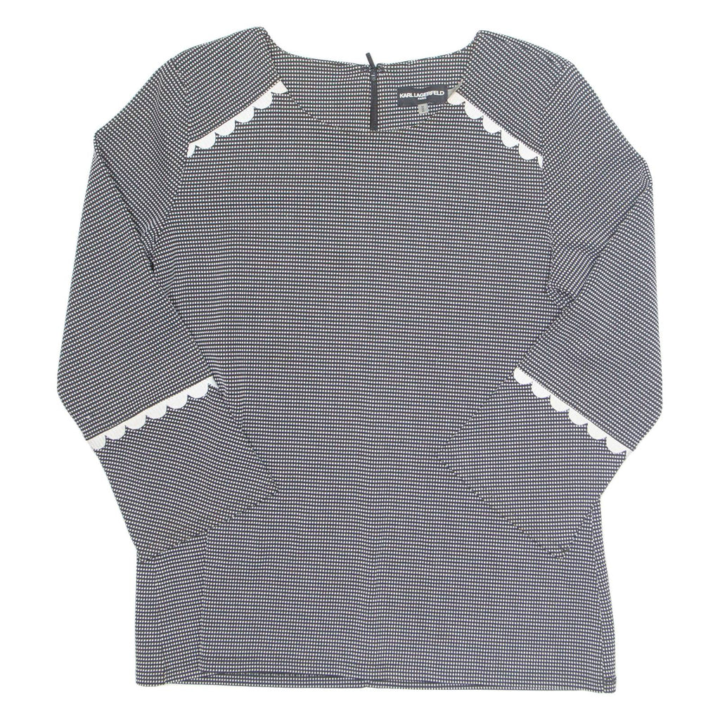 Womens Top Black Long Sleeve Check M