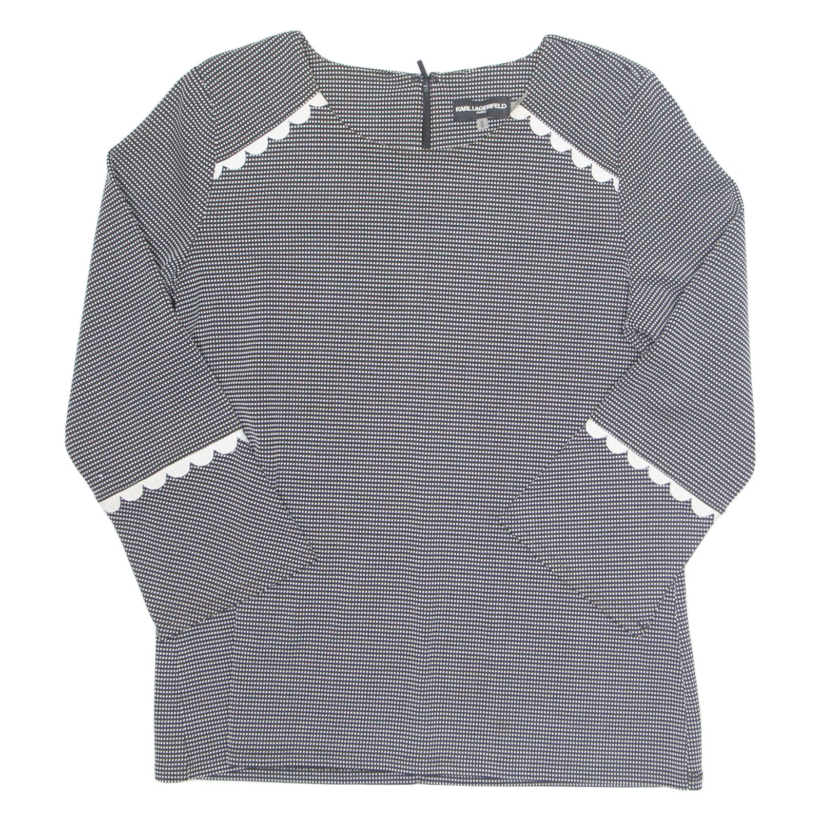 Womens Top Black Long Sleeve Check M