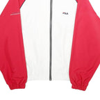 FILA Womens White & Red Zip Jacket L Plain Lightweight Casual Retro Sportswear