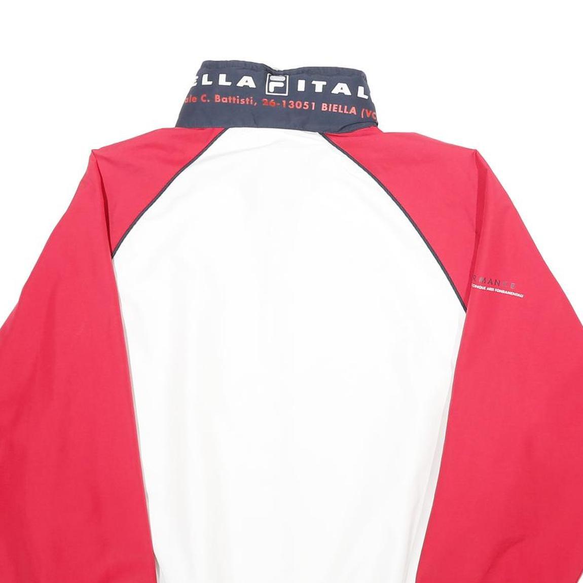 FILA Womens White & Red Zip Jacket L Plain Lightweight Casual Retro Sportswear