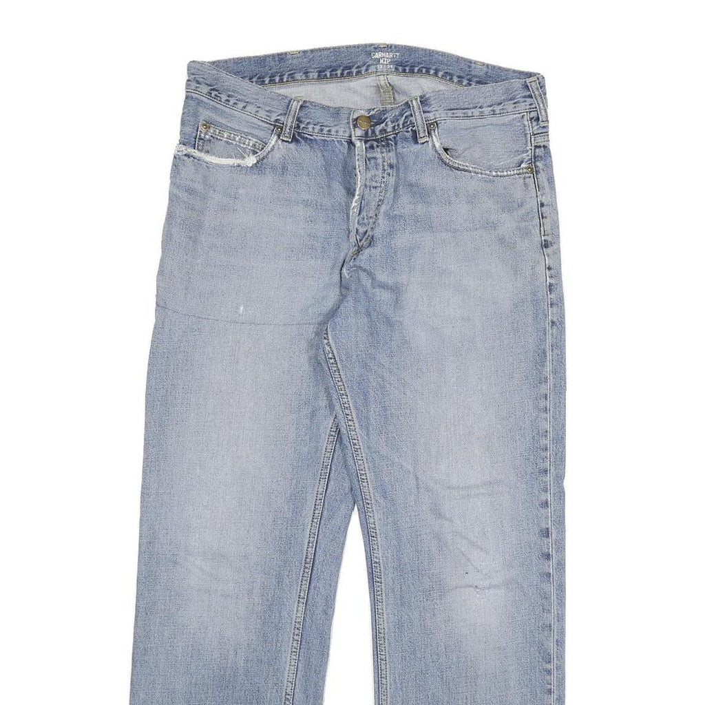 CARHARTT Mens Regular Fit Light Blue Denim Jeans W33 L29 Button Closure