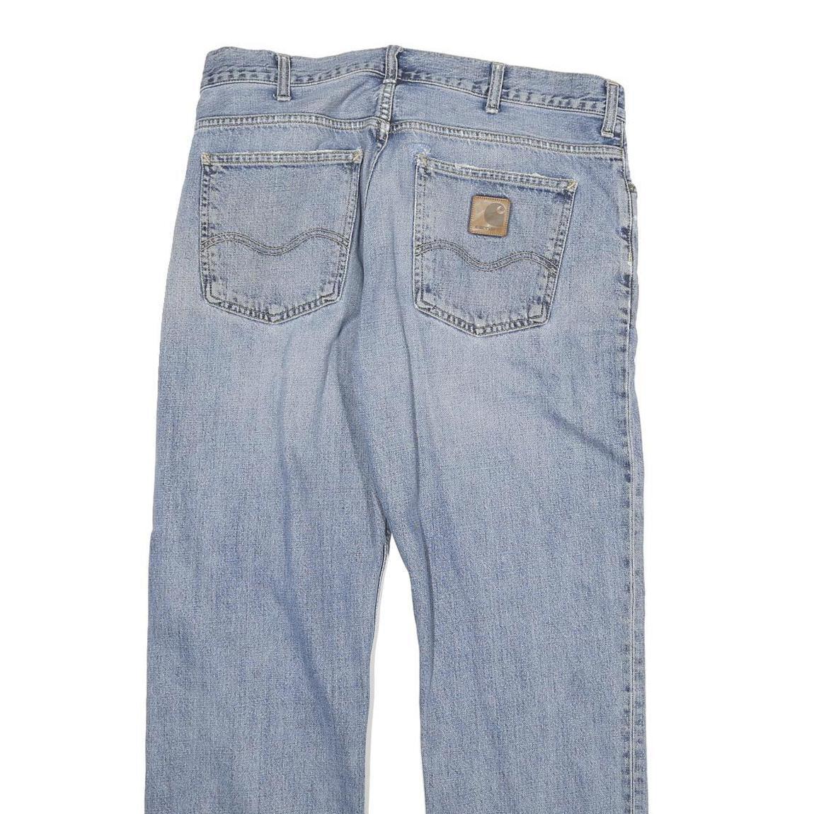 CARHARTT Mens Regular Fit Light Blue Denim Jeans W33 L29 Button Closure