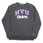 CHAMPION Mens Grey NYU Violets Crew Neck L Cotton Blend Sweatshirt