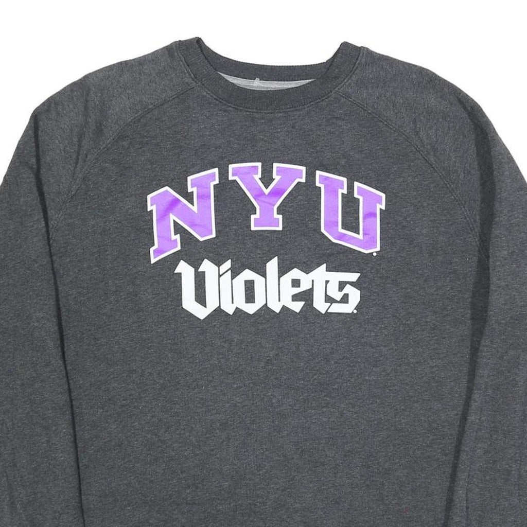 CHAMPION Mens Grey NYU Violets Crew Neck L Cotton Blend Sweatshirt
