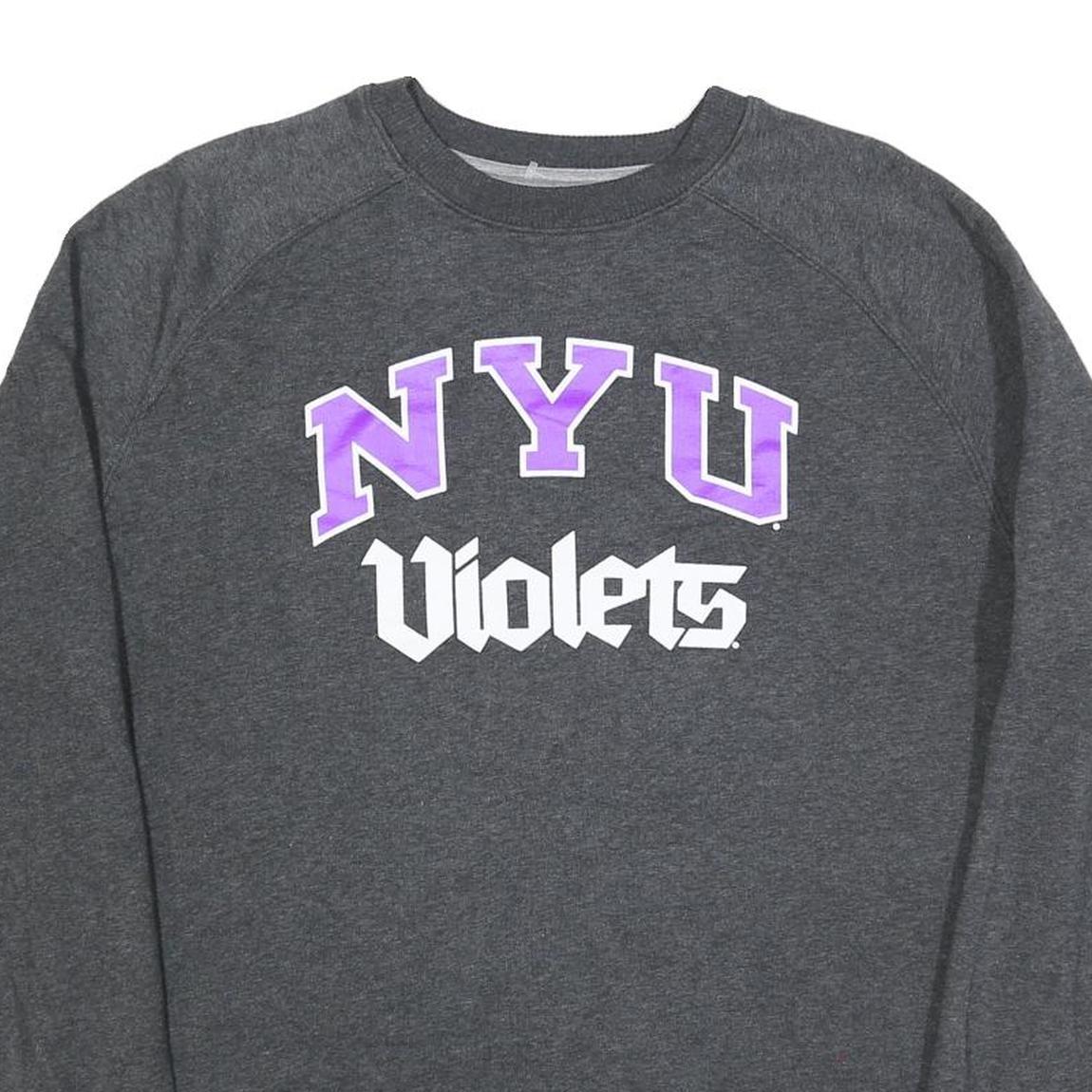 CHAMPION Mens Grey NYU Violets Crew Neck L Cotton Blend Sweatshirt
