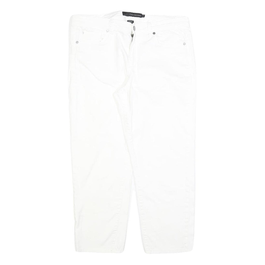 CALVIN KLEIN JEANS Womens Slim White Denim W34 L26 Zip Slim Fit Skinny Jeans