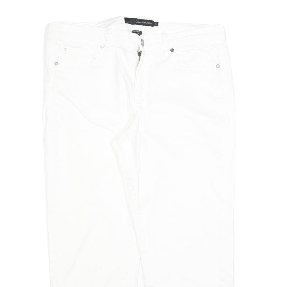 CALVIN KLEIN JEANS Womens Slim White Denim W34 L26 Zip Slim Fit Skinny Jeans