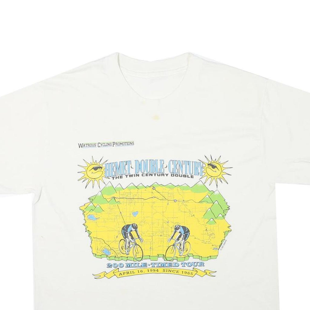 Mens White Helmet Double Century Cotton Blend Graphic T-Shirt M Short Sleeve