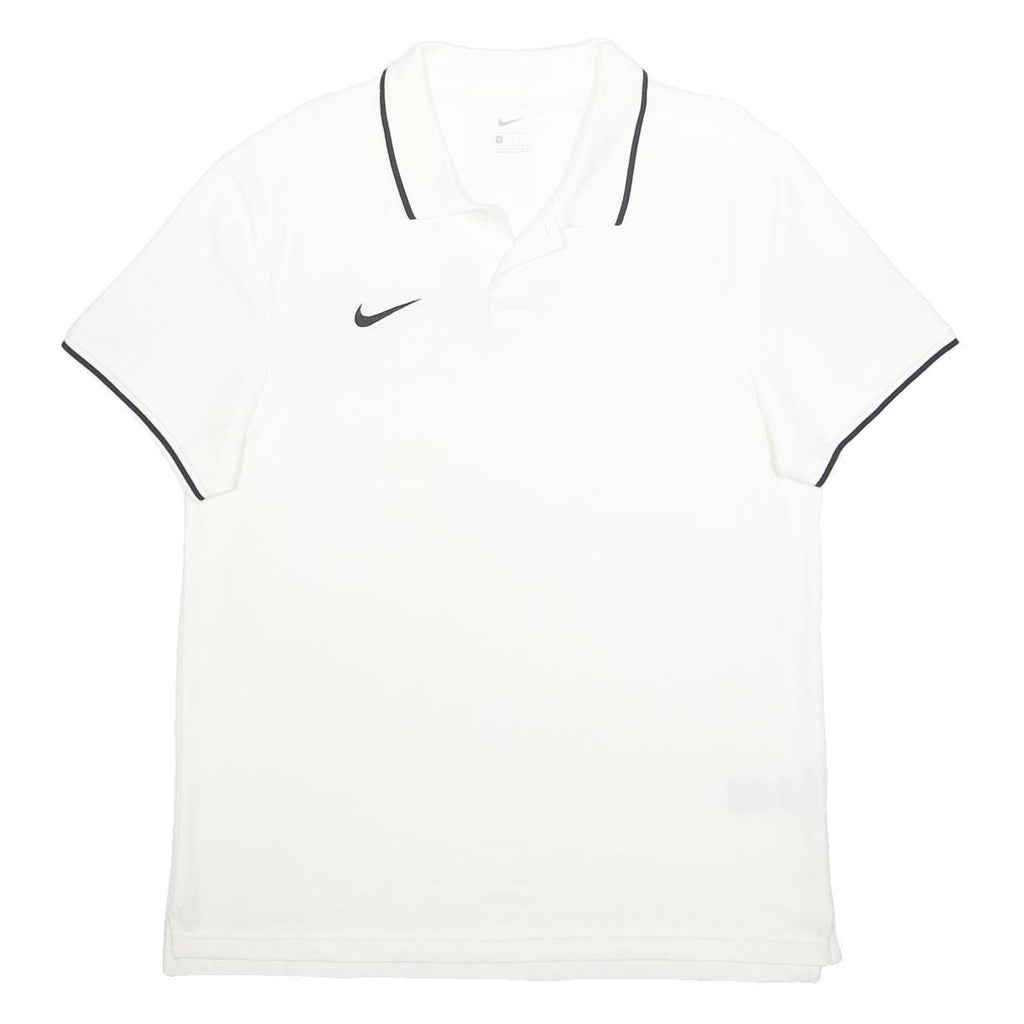 NIKE Mens White Black Trim Cotton Polo Shirt XL Classic Fit Sportswear