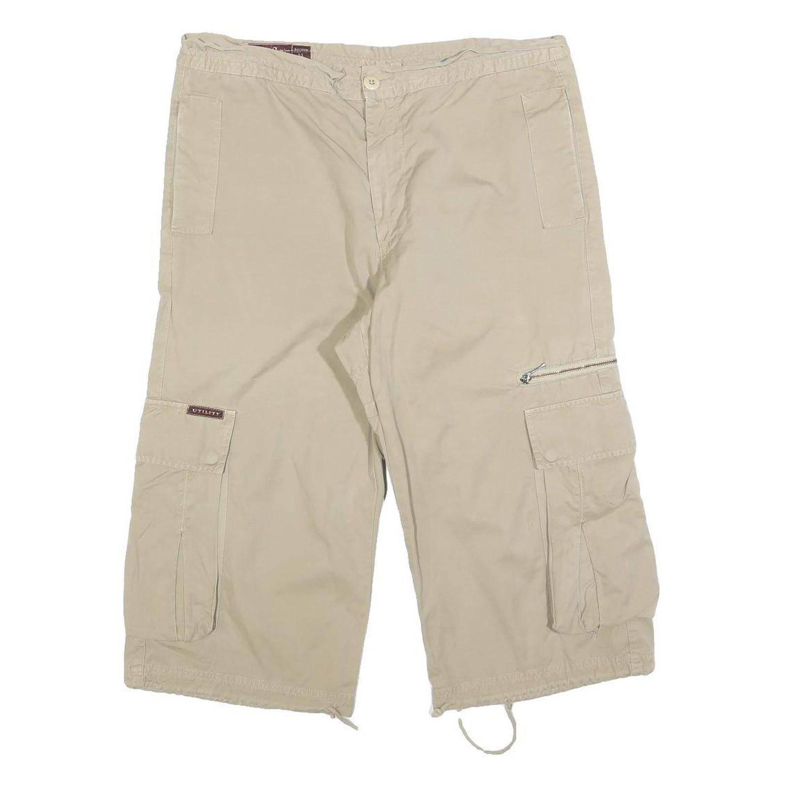 MARLBORO Mens Shorts Beige Cargo M W31 Utility Pockets Cotton Blend
