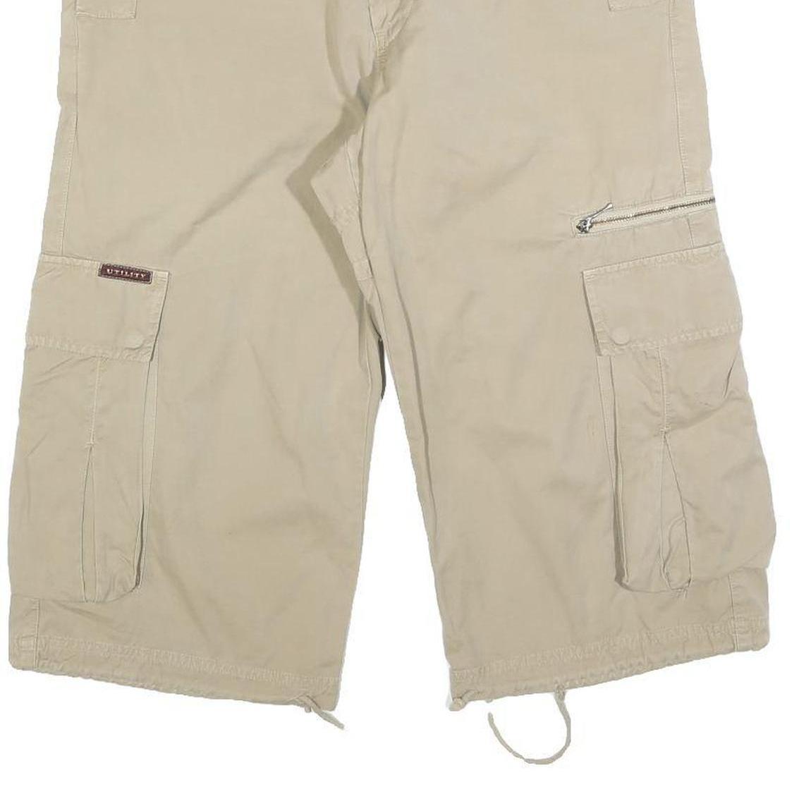 MARLBORO Mens Shorts Beige Cargo M W31 Utility Pockets Cotton Blend