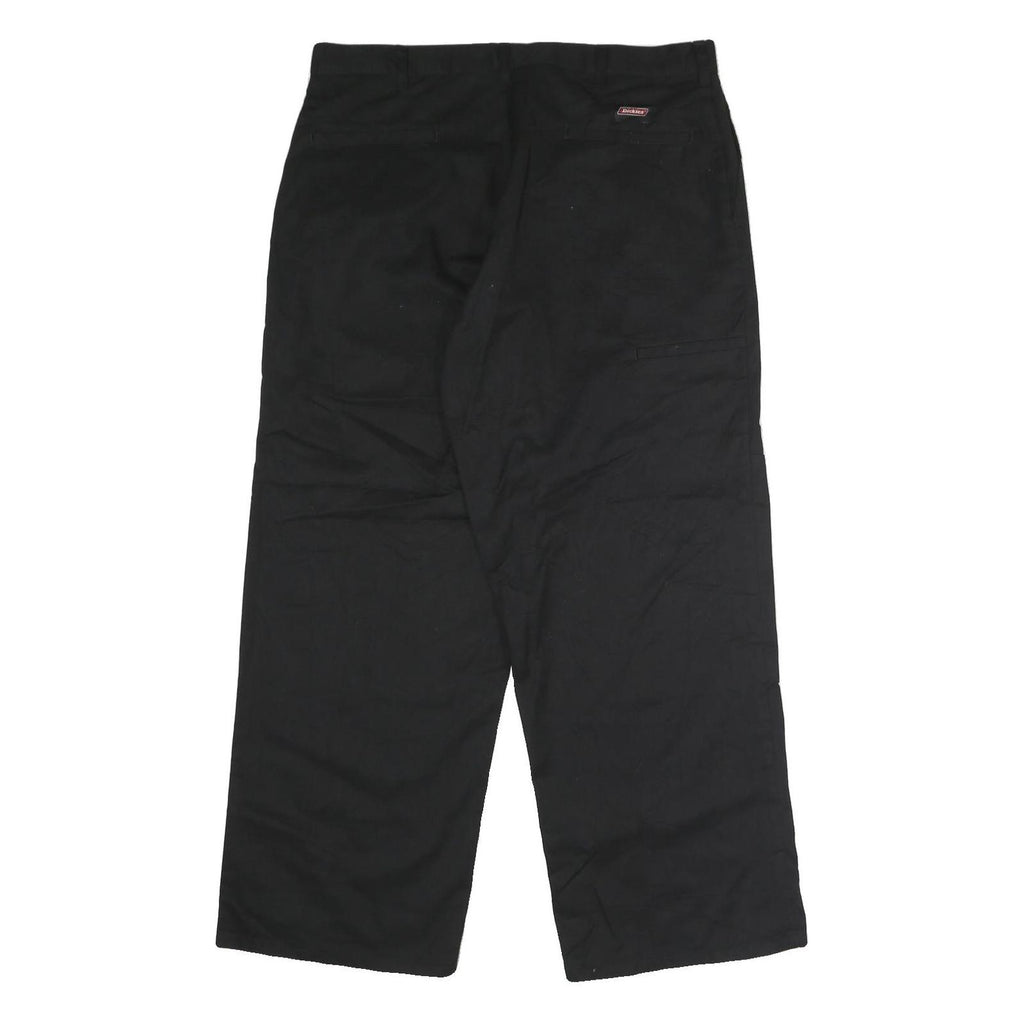 DICKIES Mens Polyester Blend Black Regular Straight Trousers W36 L29 Workwear
