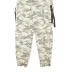 Womens Relaxed Fit Cotton Blend Camo Beige Cargo Trousers W22 L26 Belted