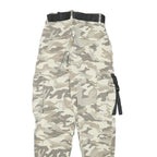 Womens Relaxed Fit Cotton Blend Camo Beige Cargo Trousers W22 L26 Belted