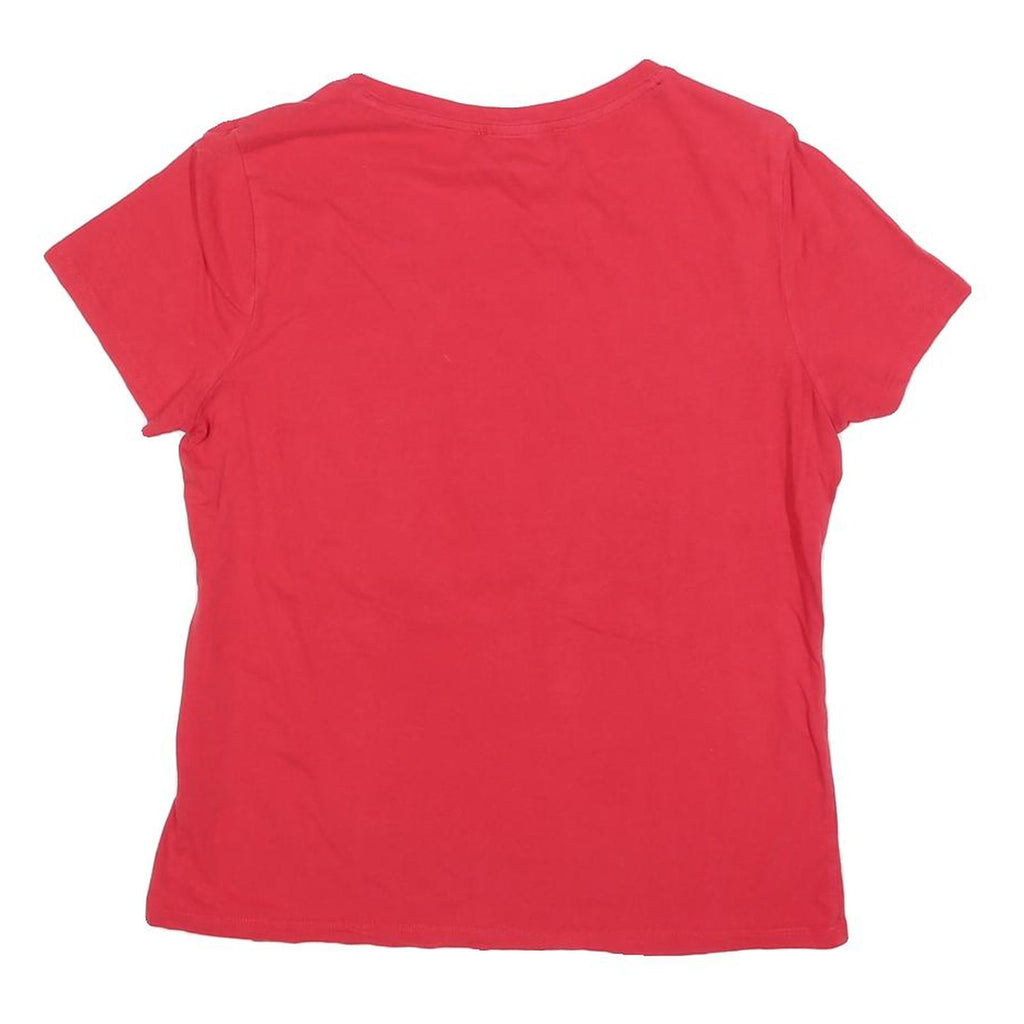TOMMY HILFIGER Womens Red Cotton Blend Graphic T-Shirt M Short Sleeve Crew Neck