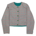 Womens Blazer Jacket Beige 80s Houndstooth L