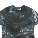 ADIDAS ORIGINALS Mens Black & White Tie Dye Graphic T-Shirt L Short Sleeve Crew