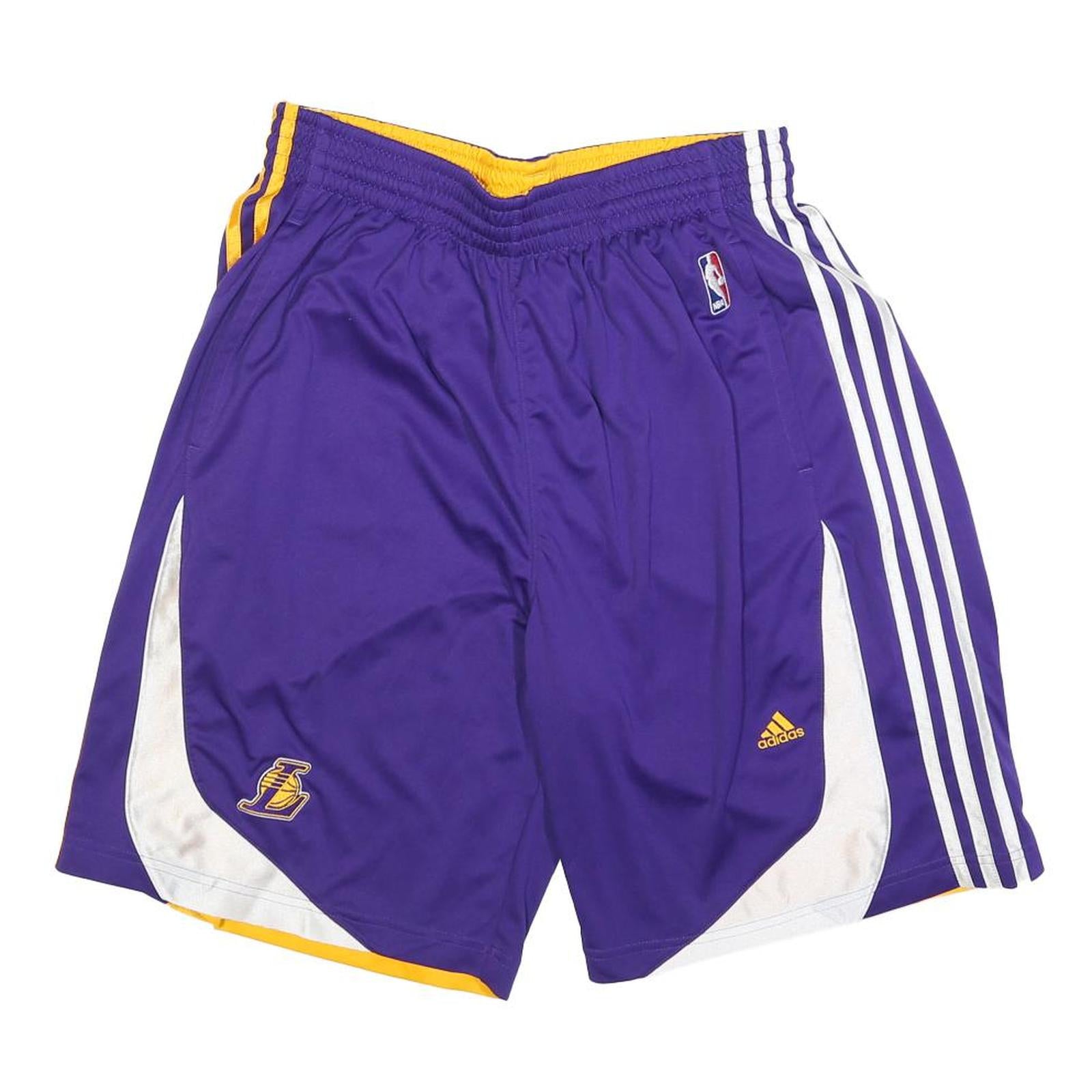 ADIDAS Mens Purple & Yellow Basketball Sports Shorts Size L W32 NBA Logo