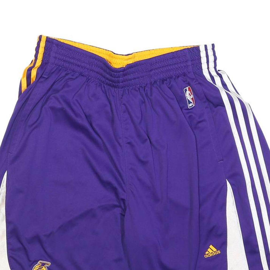 ADIDAS Mens Purple & Yellow Basketball Sports Shorts Size L W32 NBA Logo