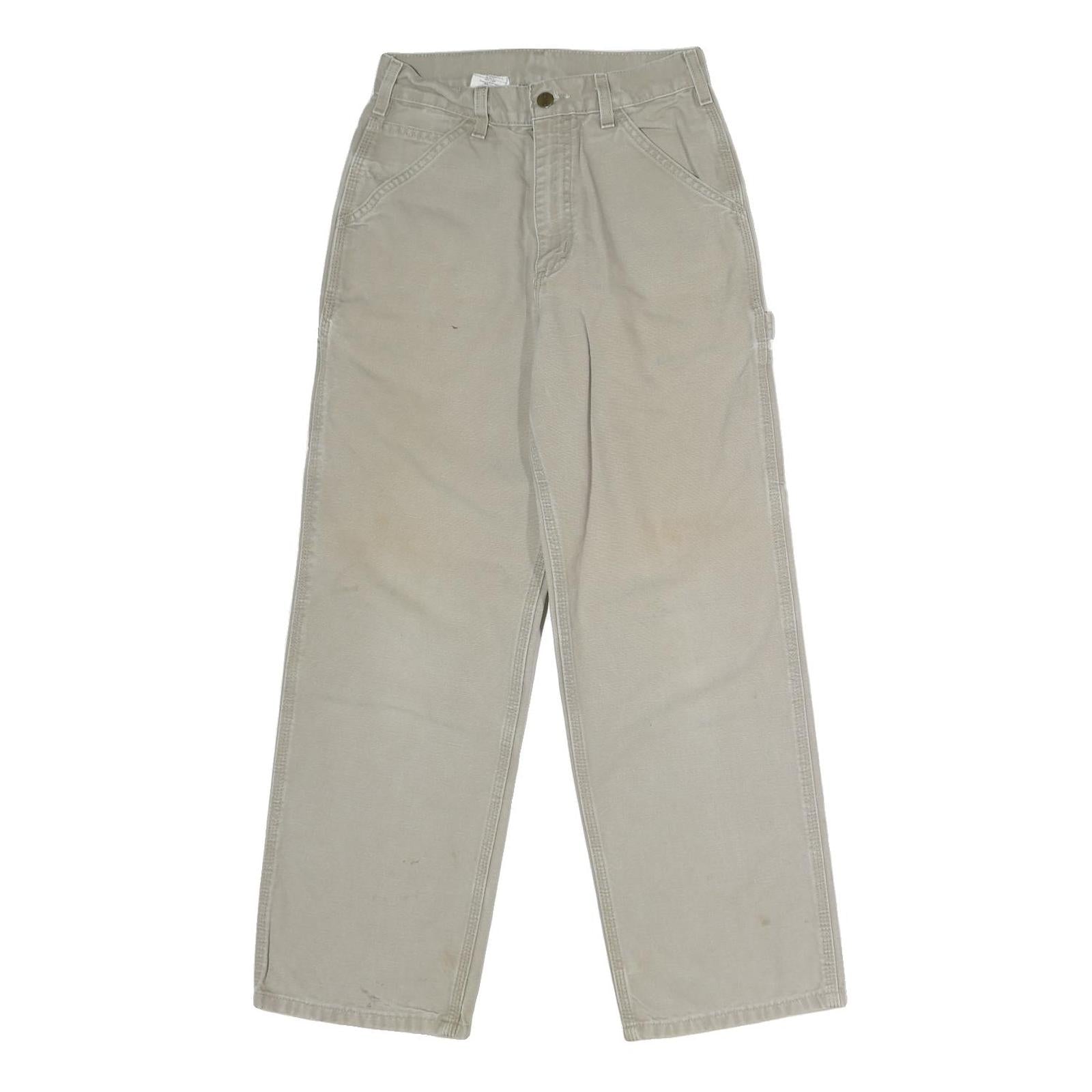 CARHARTT Mens Cotton Beige Regular Straight Trousers W26 L29 Workwear Casual