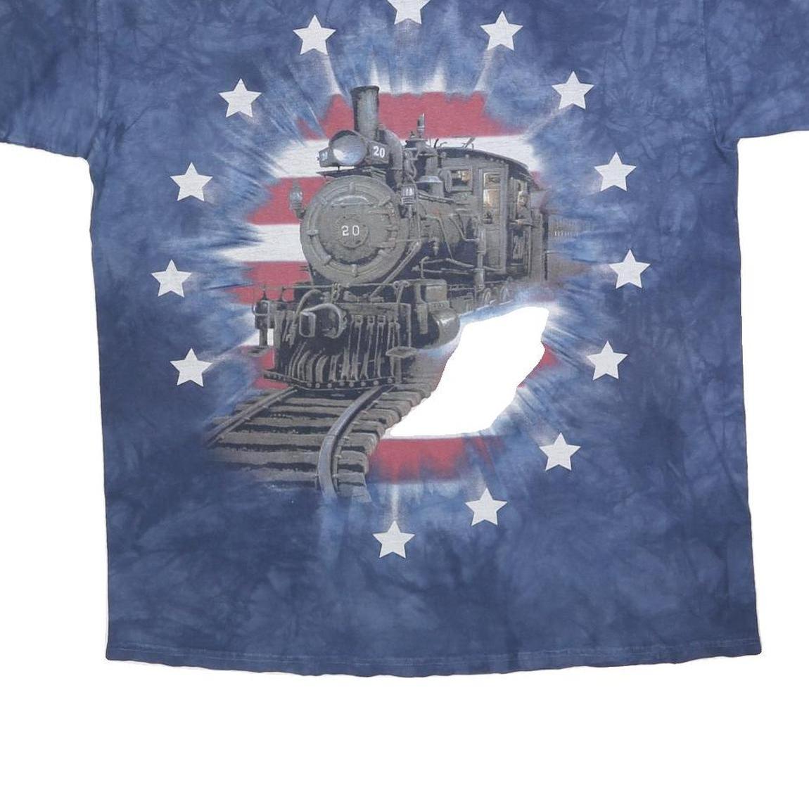 THE MOUNTAIN Mens Blue Tie Dye Graphic T-Shirt L Short Sleeve Crew Neck Unique