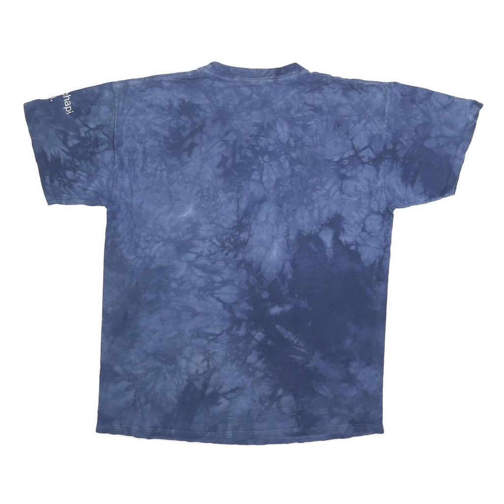 THE MOUNTAIN Mens Blue Tie Dye Graphic T-Shirt L Short Sleeve Crew Neck Unique